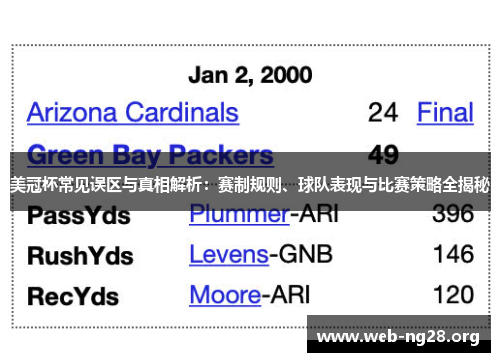 美冠杯常见误区与真相解析：赛制规则、球队表现与比赛策略全揭秘